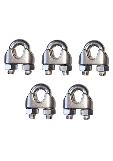 5'li Paslanmaz Krom Klemens. 4mm. Halat Sıkıcı Klemens