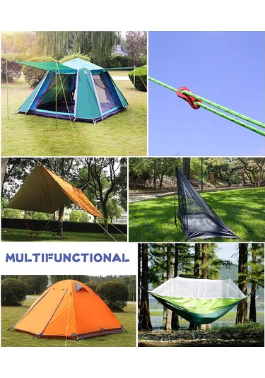 Monyee 10 Adet 4 Metre 4mm 600d Polipropilen Işık Yansıtan Çadır Rengi, Alüminyum Ayarlayıcı, 260kg Yük Taşıma Kapasitesi Ve Taşıma Çantası Siyah