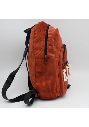 Kadın Kadife Sırt Çantası Turuncu