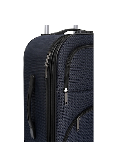 Oleets 8 Tekerli Su Geçirmez Kumaş Orta Boy Valiz Lacivert