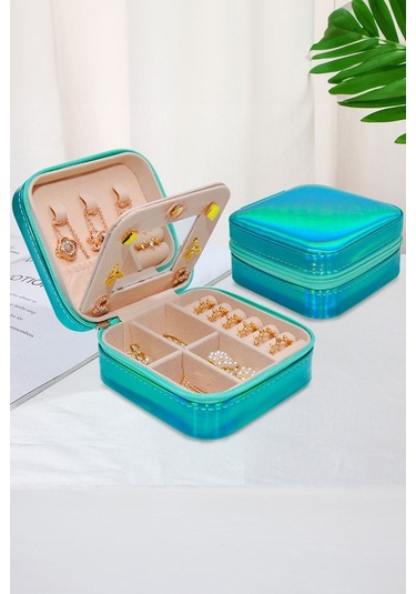 Chavin Mavi Seyahat Yüzük Küpe Kolye Takı Kutusu St1-67mv Mavi