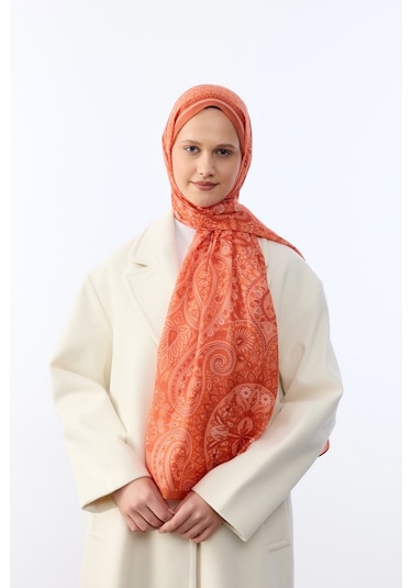 Mirsoy Scarf Mirayze Etnik Desen Şal Turuncu