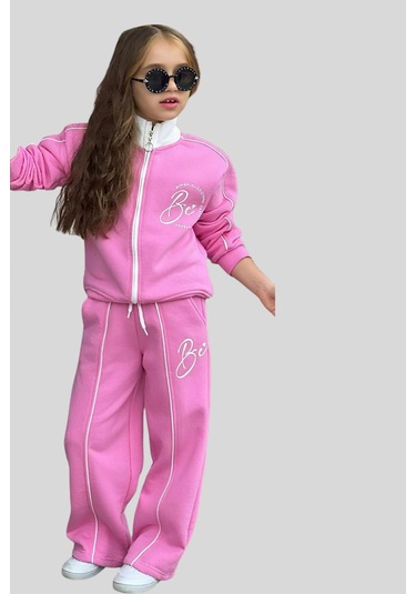 5-14 Yaş Şeker Kız Biyeli Kız Çocuk Takım Pembe Pembe