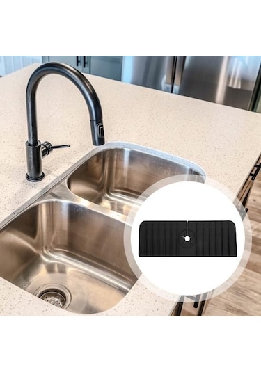 Siyah Çok Fonksiyonlu Silikon Mutfak Drenaj Mat Sıçramaya Dayanıklı Musluk Drenaj Mat Kaymaz Katlanabilir Lavabo Yüzey Koruyucu
