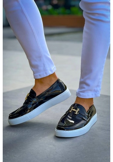 Bağcıksız Siyah Rugan H Günlük Erkek Ayakkabısı Siyah1 Siyah