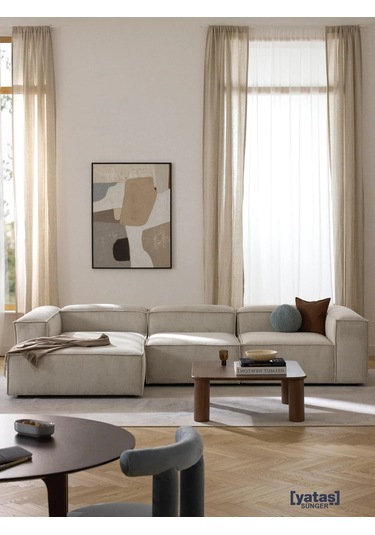 Most Mollis Plus 3 Modül Sol Köşe Koltuk Fitilli Kırık Beyaz Kadi