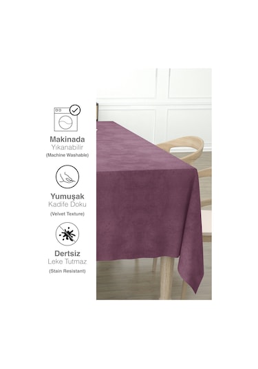 Daily Series Kadife Dokulu Gül Kurusu Rengi Masa Örtüsü Gül Kurusu