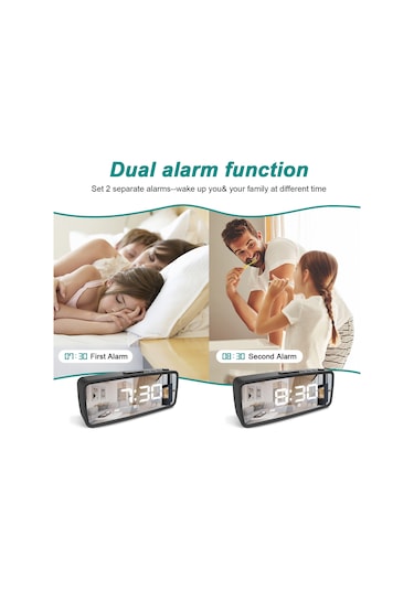 Springsun Siyah 5.1 İnç Led Ekranlı Masaüstü Radyo Saat - Yansıtıcı Yüzey, Uyandırma Fonksiyonu, 3 Parlaklık Seviyesi, 12/24 Saat Modu Pil Dahil Değil
