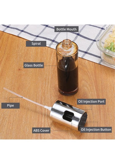 Jeemson 100ml Cam Zeytinyağı Spreyi, Yemek, Salata, Barbekü İçin, Gıda Grubu Malzeme, Şeffaf Flaş, Kolay Doldurma, Pratik Kullanım Altın