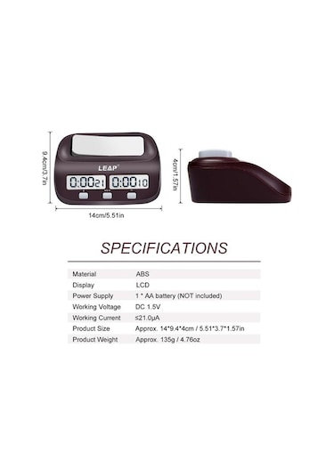 Wondernest Ahşap Satranç Saati Dijital Timer Profesyonel Oyun Alarmlı Bonus Qr Kodlu