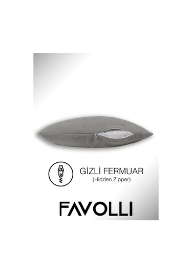 Br Favolli Kadife Dokulu Açık Gri Kırlent Kılıfı Dream Serisi Punch İçin Uygun Gizli Fermuar Açık Gri