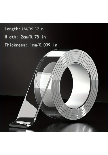 Gateesat 3 Adet Güçlü Yapışkan Çift Taraflı Bant Yeniden Kullanılabilir Kalıntı Bırakmaz