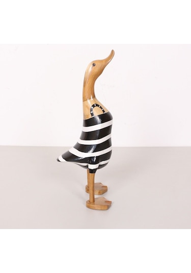 Çizgili Ördek El Oyması Teak Gövde 34x14x13 Cm