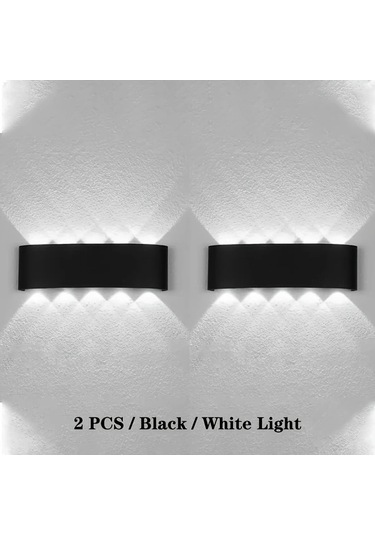 Xuweiwei 2 Adet 10 Led Siyah Dış Duvar Lambası Modern Yarı Gömme Montaj Enerji Verimli Led Ampul Bahçe Duvar Veranda Dekoru Siyah