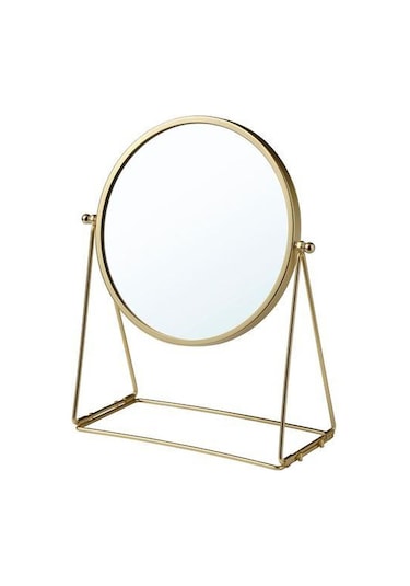 Gold Masa Makyağ Aynası, MeridyenDukkan Altın Rengi Yuvarlak-17 cm-Büyüteçli Ayna Altın