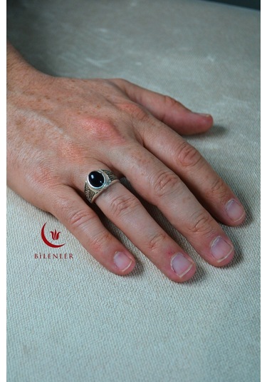 Erkek Tuğra Motifli Taşlı Metal Yüzük Uzun Ömürlü, Şık Tasarım 40 Lı Kutu Gümüş