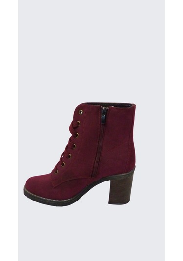 Kadın Nubuk Topuklu Bot Bordo