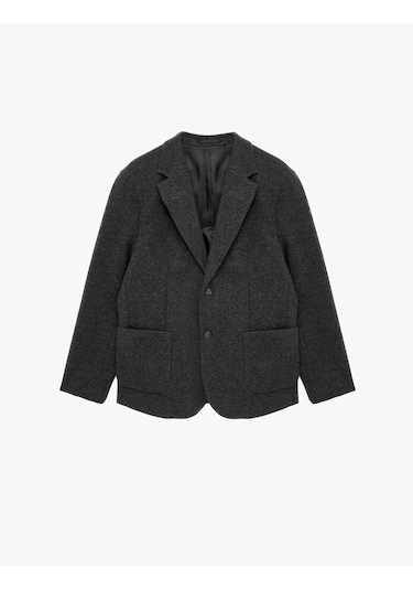 Koton Uzun Kollu Cepli Mono Yaka Kaşe Blazer Ceket Antrasit 6sam50004hw