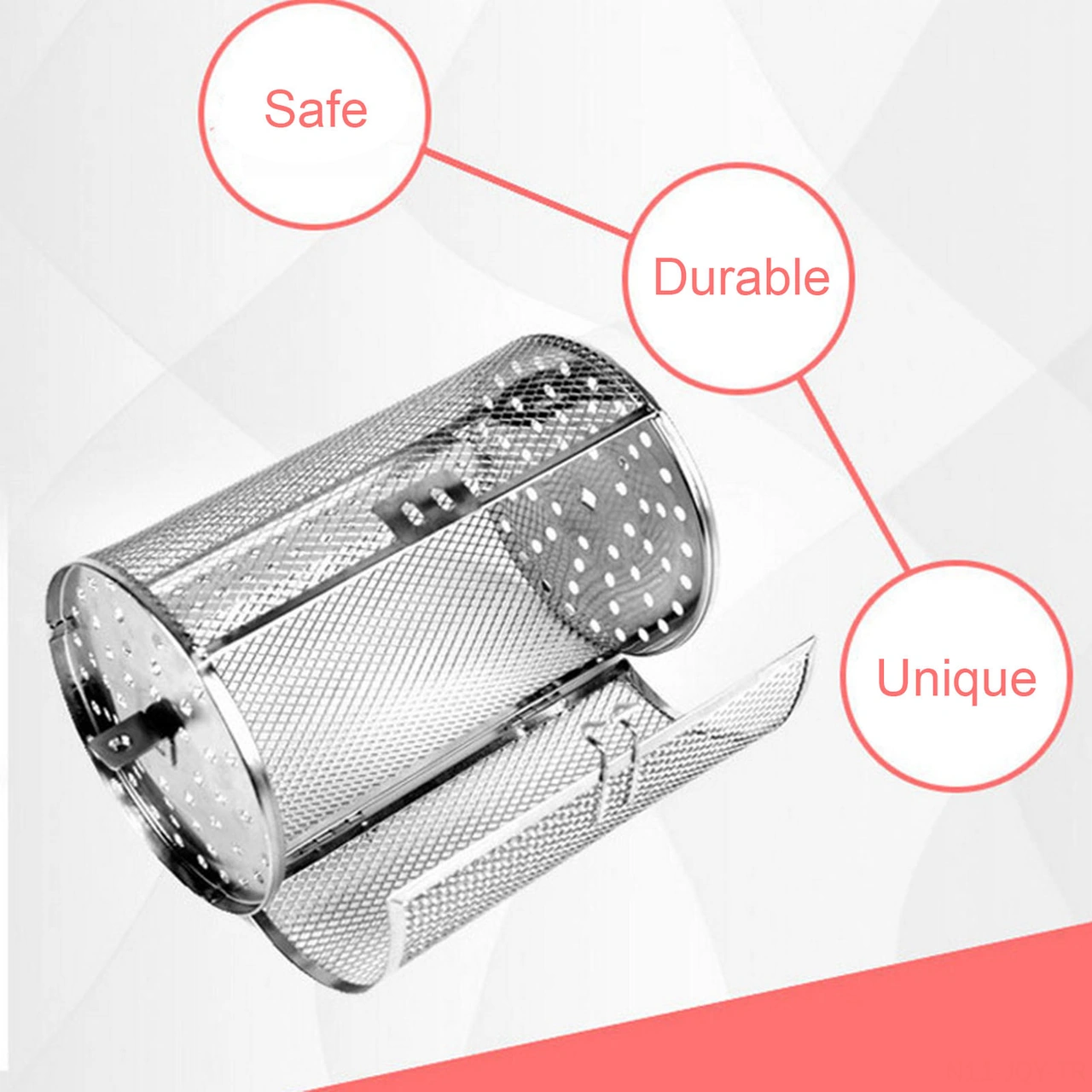 Youmex Fırın Uyumlu Paslanmaz Çelik Döner Fırın Kafesi - Fıstık, Fındık, Kestane, Kuruyemiş Pişirme Aleti 23x12cm Diğer