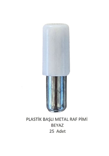 Plastik Metal Başlı Raf Pimi Beyaz 25 Adet