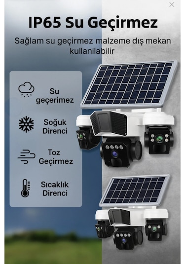 4g Solar Panelli 3 Kameralı Güvenlik Kamerası