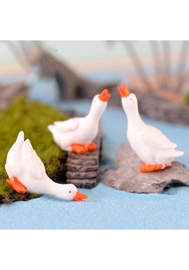 Lijinxu 3 Adet Mini Kaz Figürleri Minik Heykelleri Kek Toppers