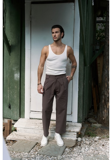 Sergio Düğmeli Kahve Erkek Pantolon Kahve