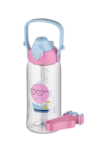 Uzspace 730ml Tritan Tek Kapak Çift Kullanım Pipetli/Pipetsiz Askı Aparatlı Tritan Çocuk Su Matarası