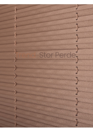 Kahve Plise Katlanır Cam Balkon Perdesi - Ofis Perdesi - Salon Perdesi - 042 Kahve