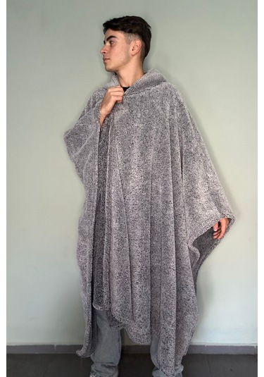 Giyilebilir Hoodie Battaniye Rahat Kalıp Tek Beden Gri