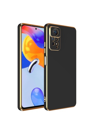 Forzacase Xiaomi Redmi Note 12 Pro 4g Uyumlu Luxury Serisi Altın Çerçeveli Silikon Kılıf Siyah