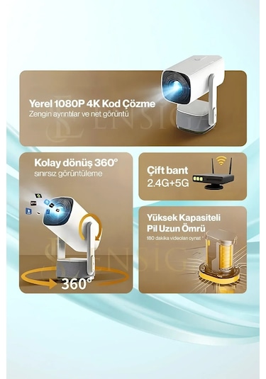 Şarjlı, Taşınabilir 4k Projektör