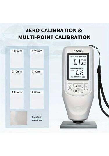 Beyaz Hw400 Yüksek Hassasiyetli Dijital Kaplama Kalınlık Ölçer, Çift Fe & Nfe Uçlar, 0-2000um Ölçüm Aralığı, Abs Malzeme, Pil İle Çalışır, Montaj Gerektirmez, Otomotiv Boya Ve Metal Kaplama Testi İçin