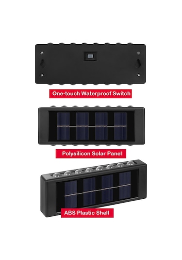 Cbtx Bahçe Aydınlatma 16led Lityum Güneş Duvar Lambası Dış Mekan Su Geçirmez Yukarı Ve Aşağı Çift Başlı Spot Beyaz Işık