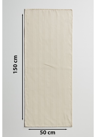 Yunusoğlu Home Krem Çizgili Pamuklu Şık Masa Runnerı 50x150 Cm Modern Ve Zarif Masa Örtüsü Runner Krem