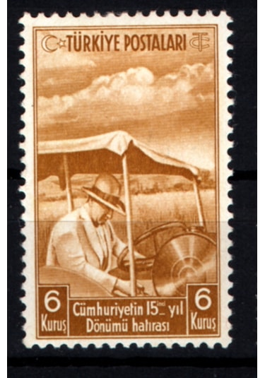 1938 Cumhuriyet'in Onbeşinci Yıldönümü Pulları 6 Kuruş Tp0789 İsfila1375