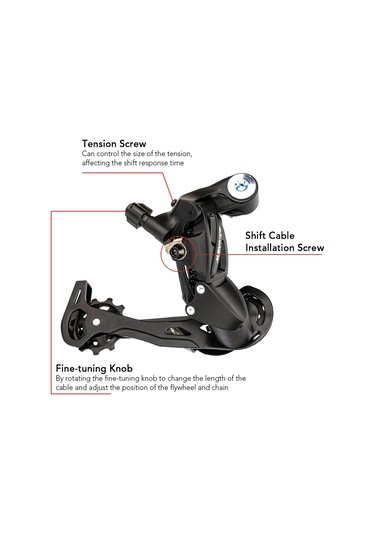 Geeroyoo 7/8/9 Vitesli Dayanıklı Dağ Bisikleti Arka Vites Değiştirici, Kolay Kullanım Ve Bakım Siyah