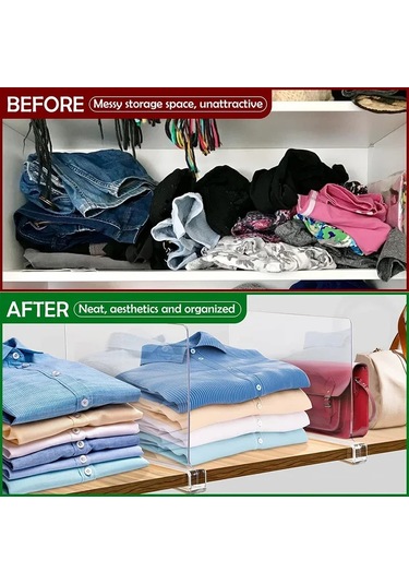 8/6/4/2 Adet Şeffaf Dolap Rafları Dolap Düzenleyici Kumaş Bölücü Beyaz