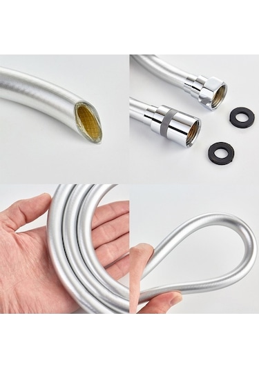 Ulzyvf 6,5 Ft Esnek Bükülmez Duş Hortumu - Sızdırmaz Contalı, 360 Döner Bakır Bağlantılı Diğer