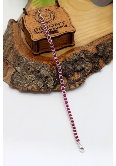 Su Yolu Model Yakut Taşlı 925 Ayar Gümüş Kadın Bileklik 201024750 Gümüş