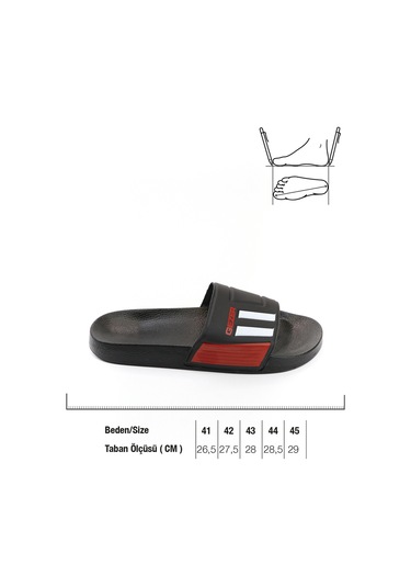 Gezer Yazlık Erkek Terlik Siyah-beyaz