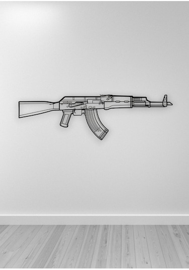 Ak-47 Desenli Siyah Metal Duvar Süsü