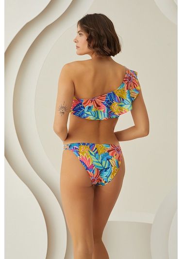 Loya Kadın Renkli Fresh Flower Tek Omuz Tek Üst Bikini Çok Renkli