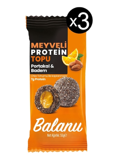 Meyveli Portakallı & Bademli Protein Topları 55gr X3 Adet