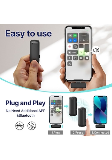 Ulanzi J12 Kablosuz Lightning Apple Uyumlu iPhone İkili Yaka Mikrofonu 2885