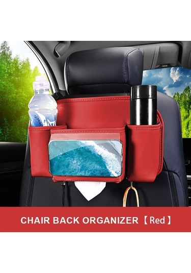 Kırmızı Seametal Araba Koltuğu Arka Organizatör Saklama Çantası Çok Fonksiyonlu Depolama Anti-kick Mat Araba Arka Koltuk Organizatör Koruyucu Ped