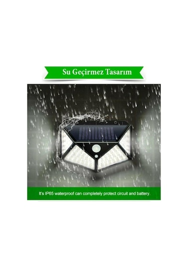 Sge Teknoloji Siyah Solar Güneş Enerjili Hareket Sensörlü 4 Taraflı Bahçe Garaj Ev Aydınlatma Lambası