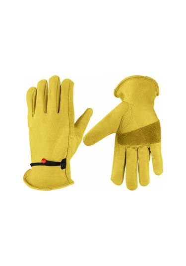 Feıjıeast Sığır Derisi Deri İş Eldivenleri Bahçe Motosiklet Sürüş Kaynak Koruma Atölyeleri İçin Kaymaz