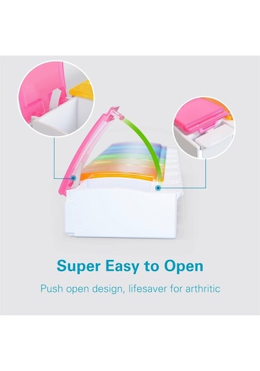 Haftalık Hap Kutusu, Bpa Içermeyen Büyük Hap Kutusu, Kolay Açılır 7 Günlük Hap Kutusu, Günlük Ilaç Organizatörü, Kutu 44719275