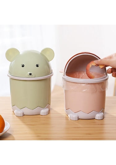 Homyl Masaüstü Çöp Kutusu Makyaj Masa Üstü Kovası Yatak Yeşil